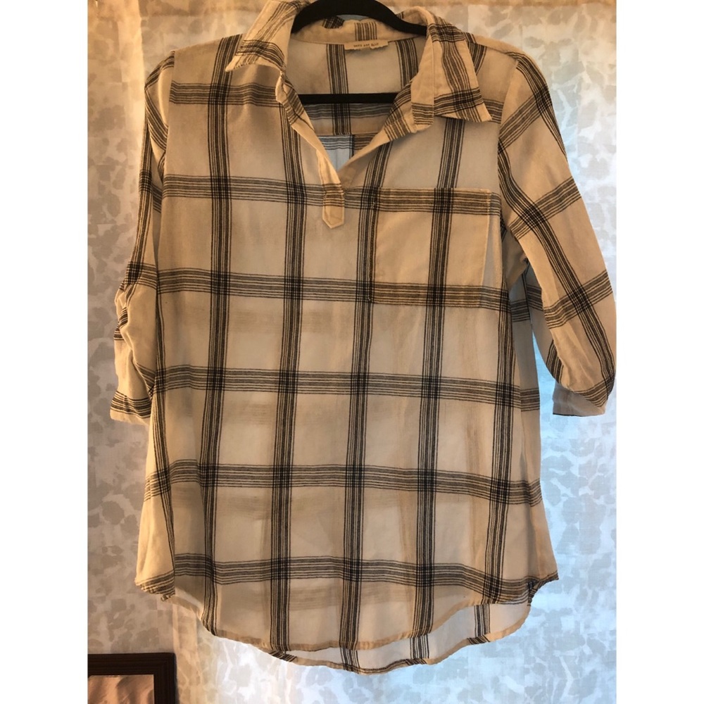 3/4 sleeve plaid top